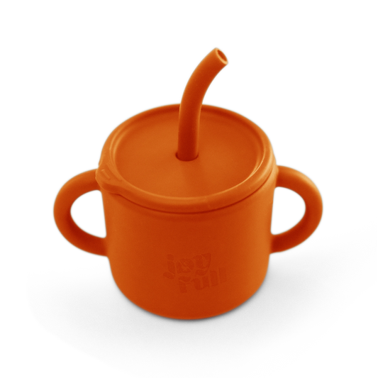 Silicone Cup With Straw Baby Orange - Joyfull